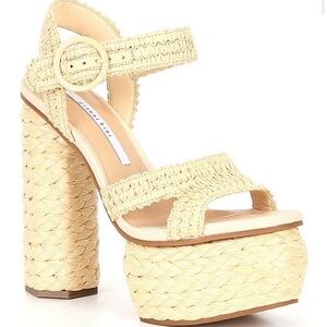 Gianni Bini Pelle Raffia Platform Sandals